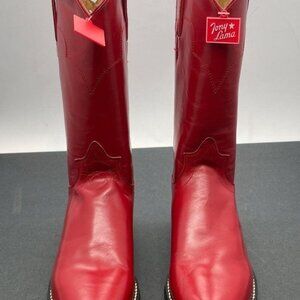 Vintage Tony Lama Round Toe Red Leather Western Cowboy Boot Women's 4.5 w / Tags